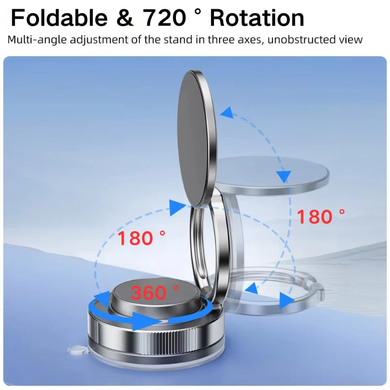 Strong Magnetic Phone Holder Foldable Design 360° Adjustable Vacuum Car Mount for Car Desk Bathroom Magnetic Bracke