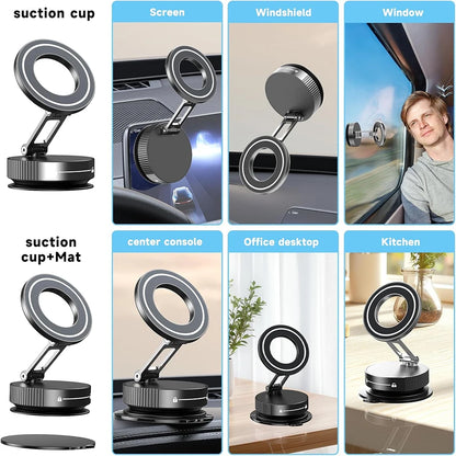 Vacuum Magnetic Phone Holder, Magsafe Suction Cup Phone Holder, 360 ° Adjustable Magnetic Phone Holder, Pocket Sized Foldable