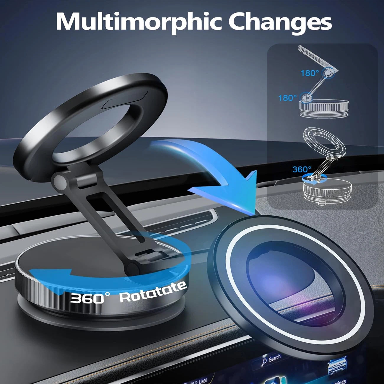 Vacuum Magnetic Phone Holder, Magsafe Suction Cup Phone Holder, 360 ° Adjustable Magnetic Phone Holder, Pocket Sized Foldable